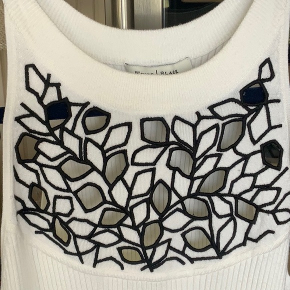 White House Black market white tank top with pretty black cut out design… - Picture 2 of 5